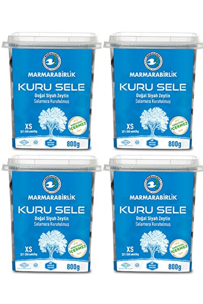 MarmaraBirlik Kuru Sele Zeytin 800 gr (321-350) Xs 4 Adet