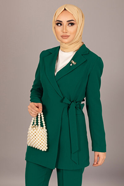 Stilife Σετ παντελόνι με δεμένο στο πλάι τζάκετ Σμαραγδένιο