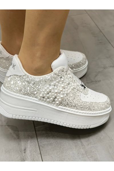 Ayakkabı Tutkusu Stilo ® Pantofi de mireasa sport Detalii cu perle si cristale Pantofi de rochie de seara lucrati manual de calitate