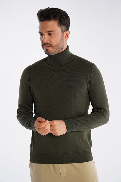 Trist Star Men's Khaki 100% Cotton Turtleneck Knitwear Sweater Trist-1105