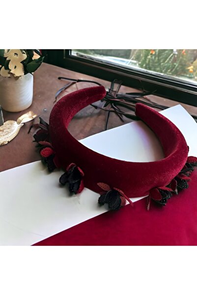 alsaccessories Coroană curbată din catifea de culoare burgundă pe coroană de ...