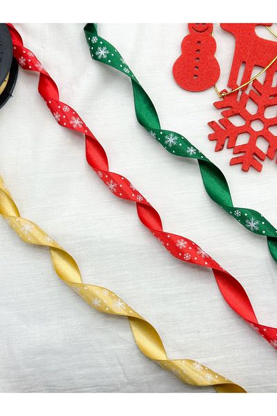 E Elmas Satin Snowflake New Year Ribbon (2 CM 5METER)