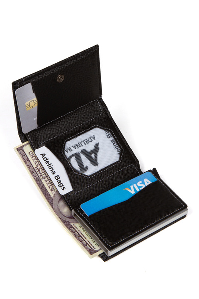 Newish Adelina Unisex Rio Mechanism Automatic Slide Card Holder Wallet