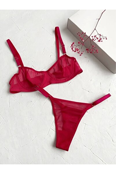 NARIYA Dámská podprsenka kalhotky set Transparentní tyl Bralette Bustier Set ...