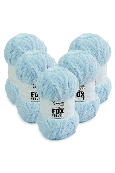 Spagettiyarn Πλεκτό νήμα Fox Velvet 5 τεμαχίων Baby Blue Velvet
