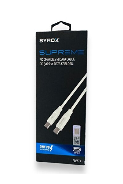 Syrox TYPE-C VE TYPE-C ŞARJ VE DATA KABLOSU SAMSUNG UYUMLU PD25TK
