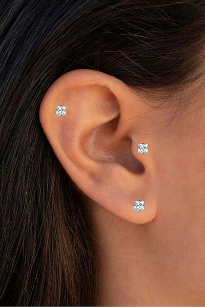 Piercing Market Steel & Silver Surgical Steel Rose Color Tragus Helix Cartilage Piercing Earring