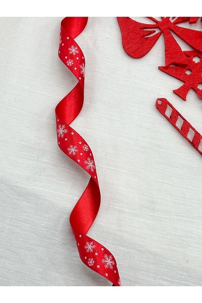 E Elmas Satin Snowflake New Year Ribbon (2 CM 5METER)