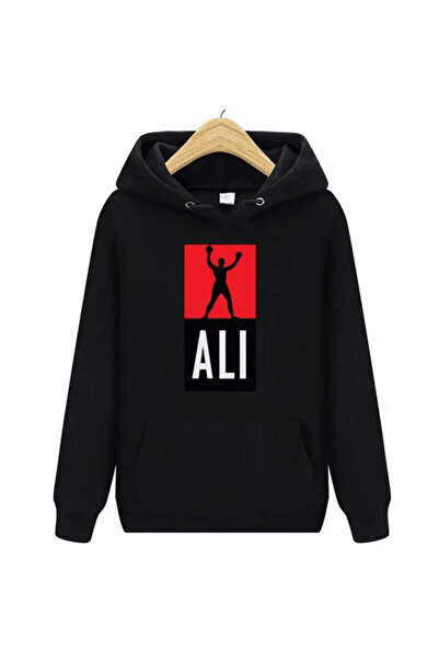 MAGORS SVART WEAR Muhammed Ali Boks Baskılı Pamuklu Kapşonlu Uzun Kollu Sweat...