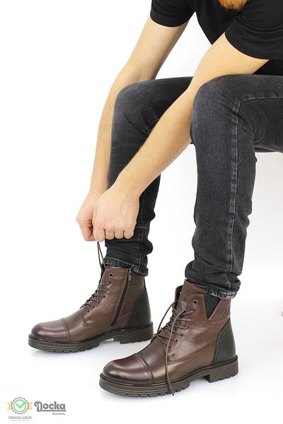 Scootland Men's Genuine Leather Rubber Sole Classic Style Daily Boots