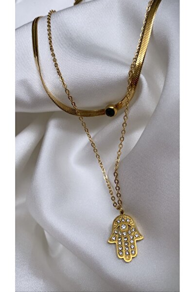 Accessories Fatma Annenin Eli Çelik Ikili Gold Renk Kolye