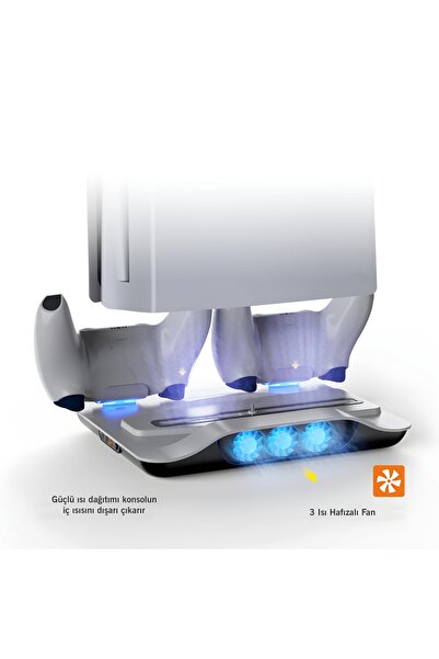 SFL Product PS5 Multifonksiyonel Soğutucu Stand Şarj İstasyonu 3 Fanlı Yüksek...