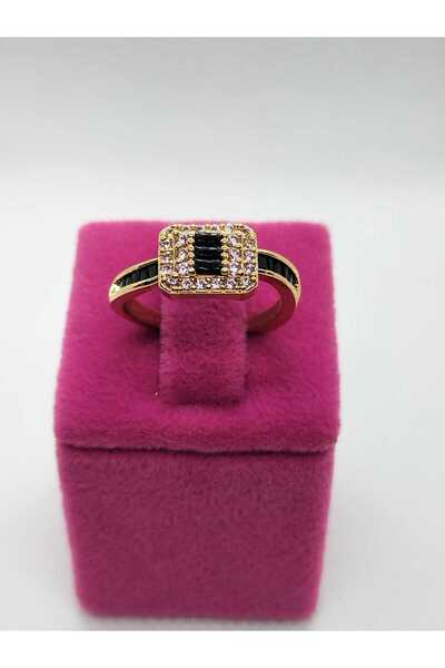 ZD JEWELRY Kadın Çelik vıp. Siyah Zirkon Taşlı Ayarlanabilir Yüzük