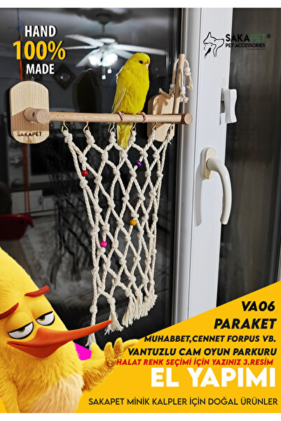 SAKAPET Vantuzlu Kuş Cam Tüneği Taraftar Halat Renkli