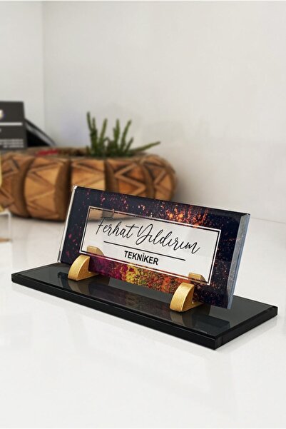 MERTKRİSTAL UV Baskılı Masa İsimliği, Büro Ofis Makam Hediyesi, Masaüstü isimlik