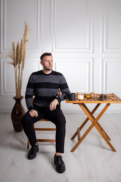 Sarar Pulover tricotat cu decolteu O negru antracit