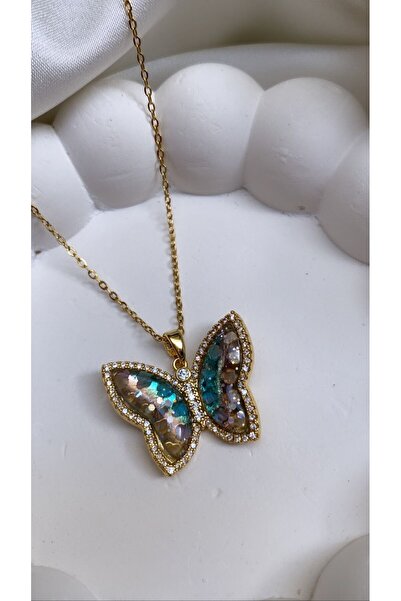 Accessories الهولوغرام الصلب اللون الذهبي قلادة الأرجواني