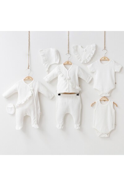 DIDuStore 100% Cotton 8-Piece Lace Detailed Baby Girl Hospital Discharge Set
