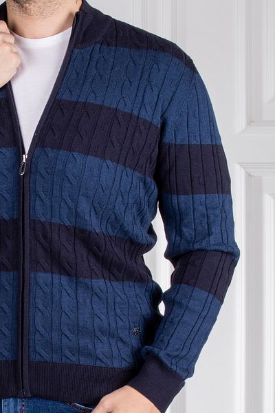Sarar Ζακέτα πλεκτό με μοτίβο Half Fisherman με φερμουάρ Navy Blue