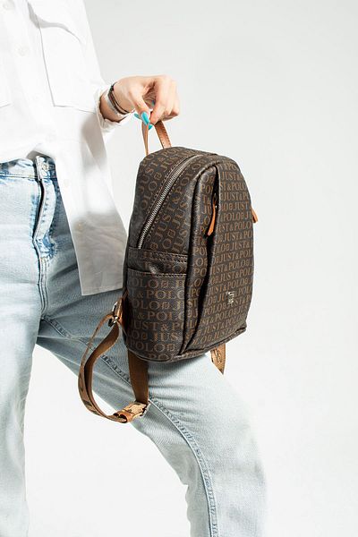 POLO style Γυναικείο σακίδιο πλάτης με μονόγραμμα πολλαπλών διαμερισμάτων με στάμπα με πλαϊνές τσέπες