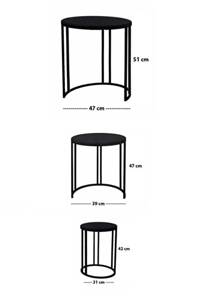 SEDAŞ LIVING UNITS 3' LÜ BEYAZ AHŞAP NİKEL (GÜMÜŞ) AYAK LENKA METAL SEHPA