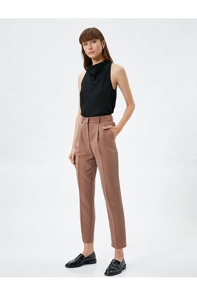 Koton Cigarette Trousers Pocket Pleated Modal Blended