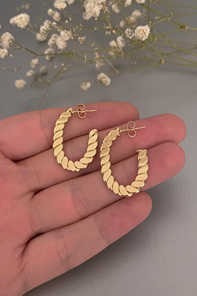 Jaida Moda أقراط نسائية على شكل سلسلة من الفولاذ الذهبي