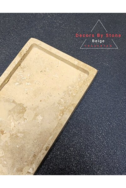 decors by stone since 2020 Traverten Tepsi 15x30cm, Banyo Düzenleyici, Takı O...