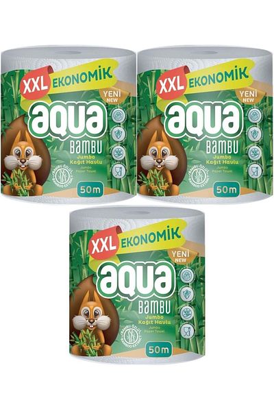 Aqua Paper Towel 3 Layer Jumbo Pack Xxl Bamboo (SET OF 3) 150 Meters (3PK*50MT)