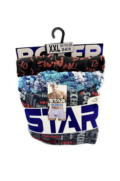 Star Πακέτο 3 ανδρικών μπόξερ με βαμβακερή ζώνη