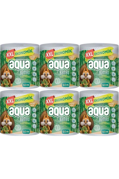 Aqua Paper Towel 3 Layer Jumbo Pack XXL Bamboo (Set of 6) 300 Meters (6PK*50MT)