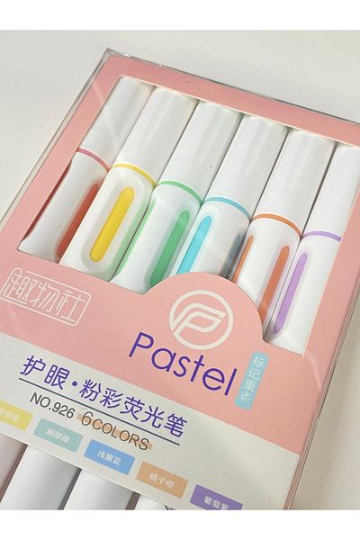 Concord Teak Pencil Set with Brush Tip, 6 Pastel Colors