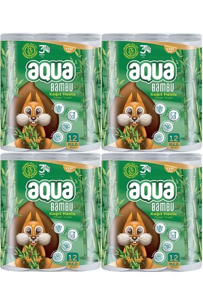 Aqua Paper Towel 3 Layer Set of 48 Bamboo (4PK*12)