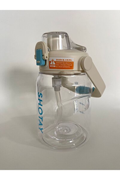 Shotay ST-7313 Pipetli Askılı Tritan Matara 1000 ml Beyaz