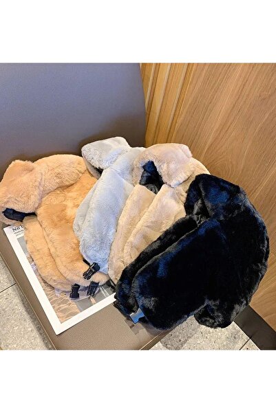 BAHELS Black Plush Ear Clip-on Beret Hat