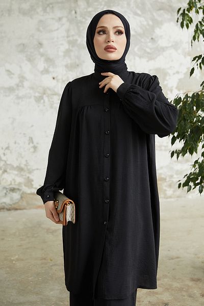 InStyle Arfa Ayrobin Buttoned Casual Suit - Black