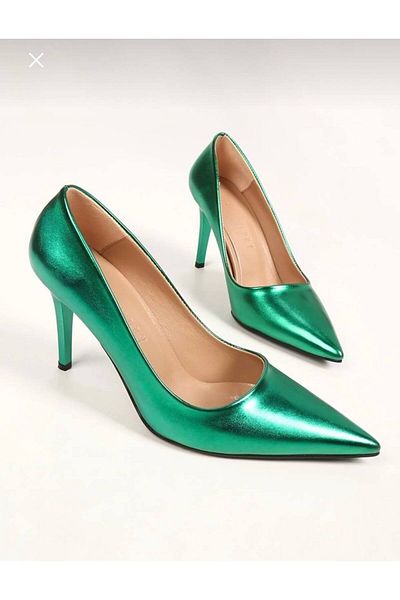 Lady Pantofi cu toc clasic de damă verde smarald Stiletto