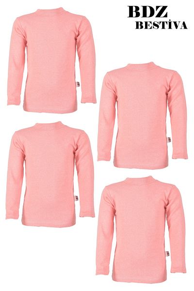 my doğa store Pack of 4 Unisex Cotton Half Turtleneck Pink Children's Bodysuit