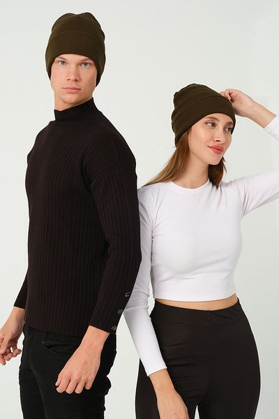 vawensea Unisex Winter Folded Beanie Single Khaki