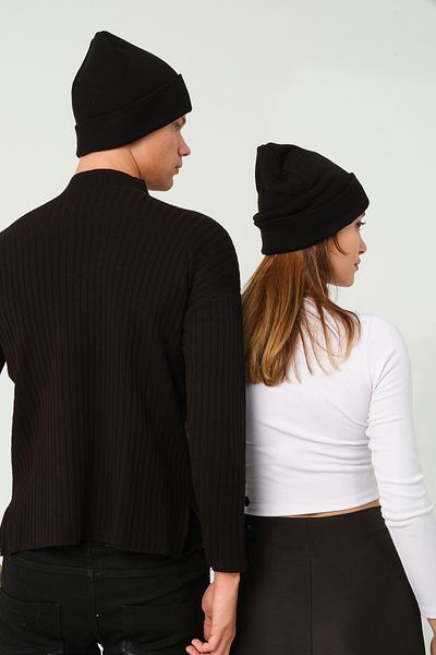 vawensea Unisex Winter Folded Beanie Single Black