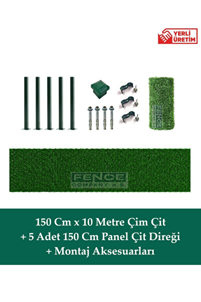 Fence Company 150 Cm X 10 Metre Çim Çit ( Çimçit ) 5 Direk | Takım
