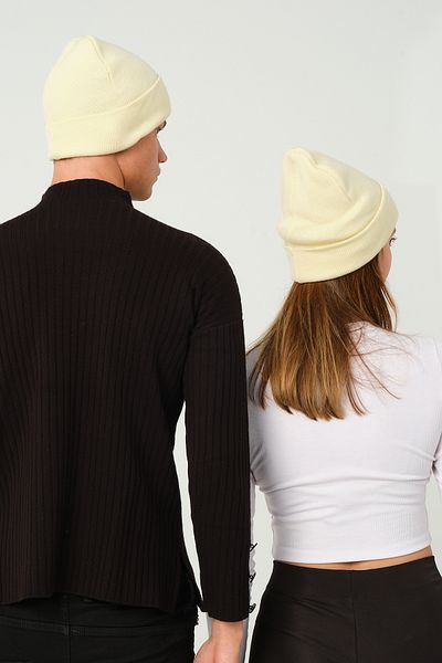 vawensea Unisex Winter Folded Beanie Single Cream