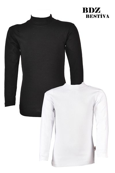 my doğa store Pack of 2 Unisex Cotton Half Turtleneck Children's Bodysuit
