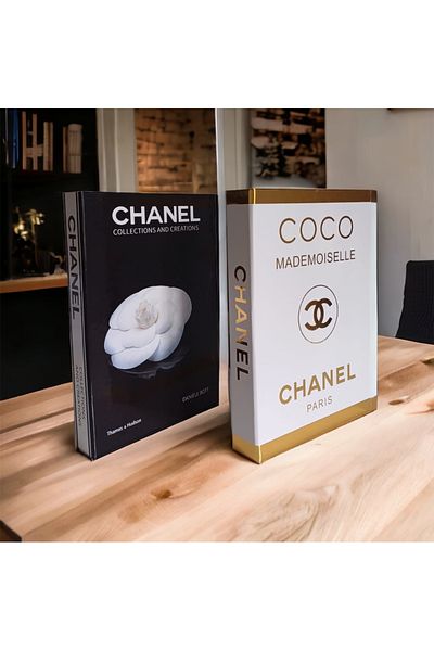 NARİBA Διακοσμητικό κουτί βιβλίων Chanel Coco & Black Rose με μοτίβο σετ 2