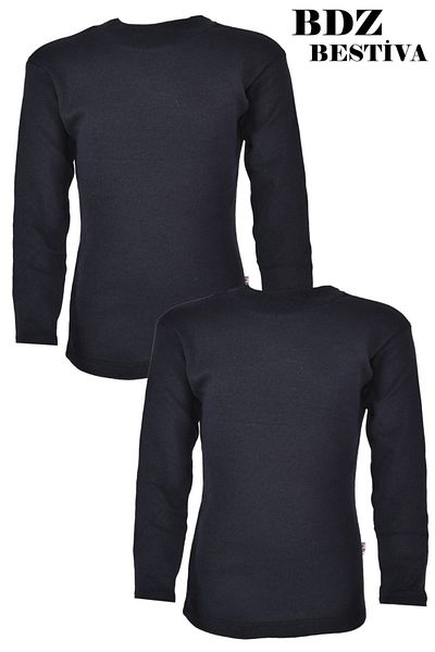 my doğa store Pack of 2 Unisex Cotton Lined Half Turtleneck Navy Blue Children's Bodysuit