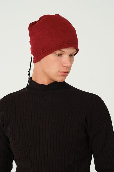 vawensea Unisex Fleece Winter Neck Collar & Beanie Claret Red