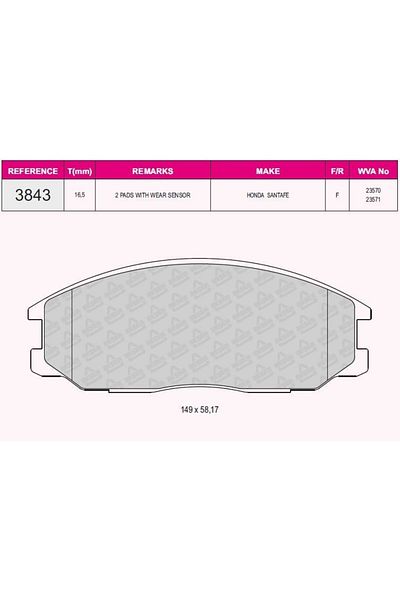 BEŞER Hyundai on Brake Pad - for Hyundai Starex 03- Santafe 01-06 / Ssangyong Kyron / Actyon