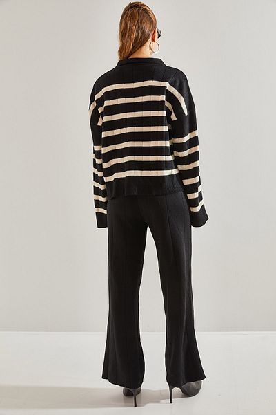Bianco Lucci Set aus gestreiftem Strickoberteil und -unterteil für Damen