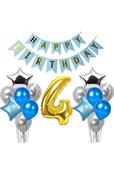 DÜVENCİ TİCARET SILVER BLUE BIRTHDAY BALLOON SET