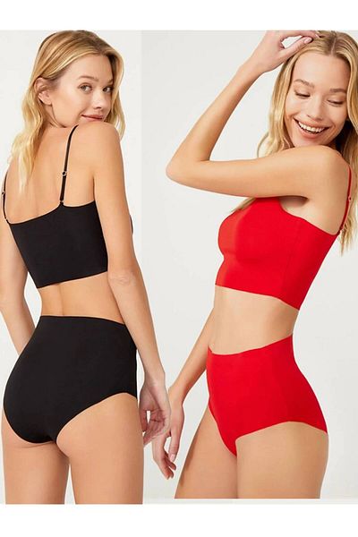 GECKO COLLECTION gecko women's extra high waist retractive corset laser cut panties 2 pcs